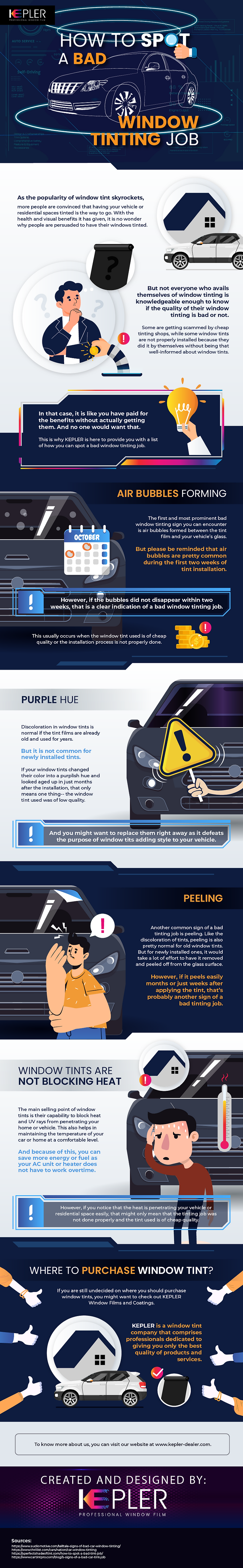 How To Spot A Bad Window Tinting Job - Infographic