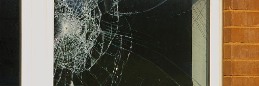 Close Up of a Broken Window, Shatterproof Glass.